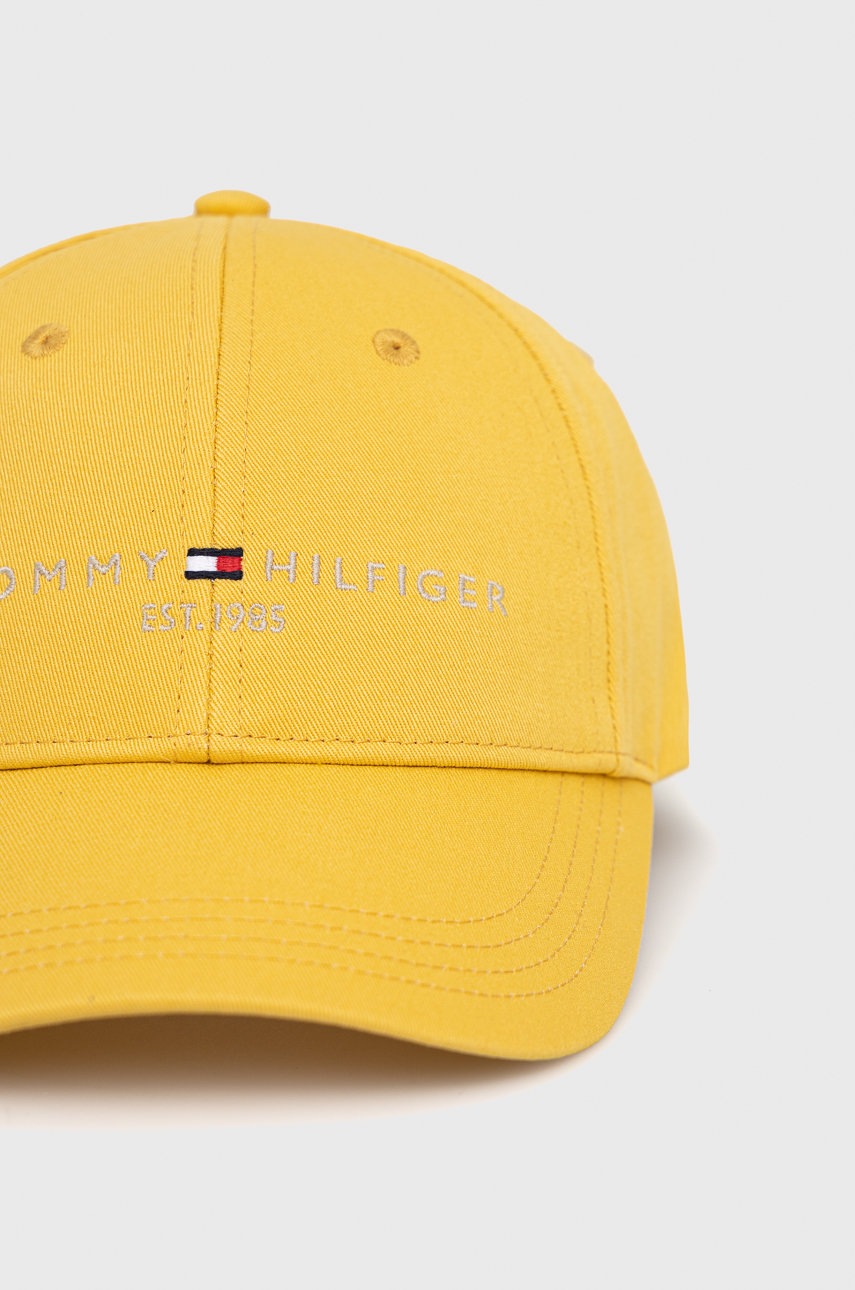 

Дитяча бавовняна кепка Tommy Hilfiger колір жовтий з аплікацією
