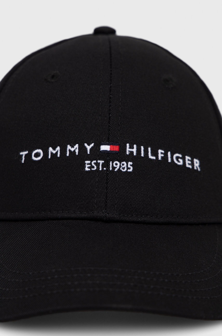 

Дитяча бавовняна кепка Tommy Hilfiger колір чорний з аплікацією