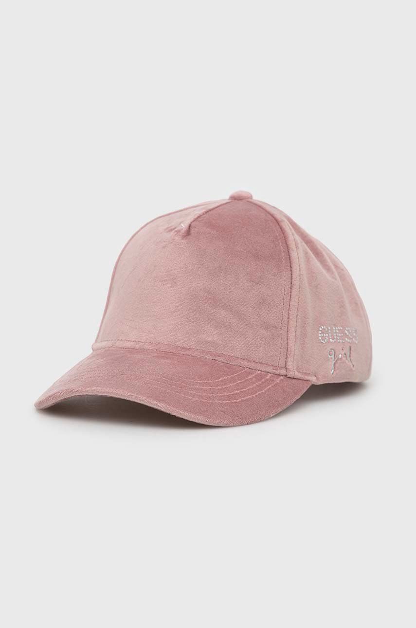 Детская кепка Guess цвет розовый однотонная