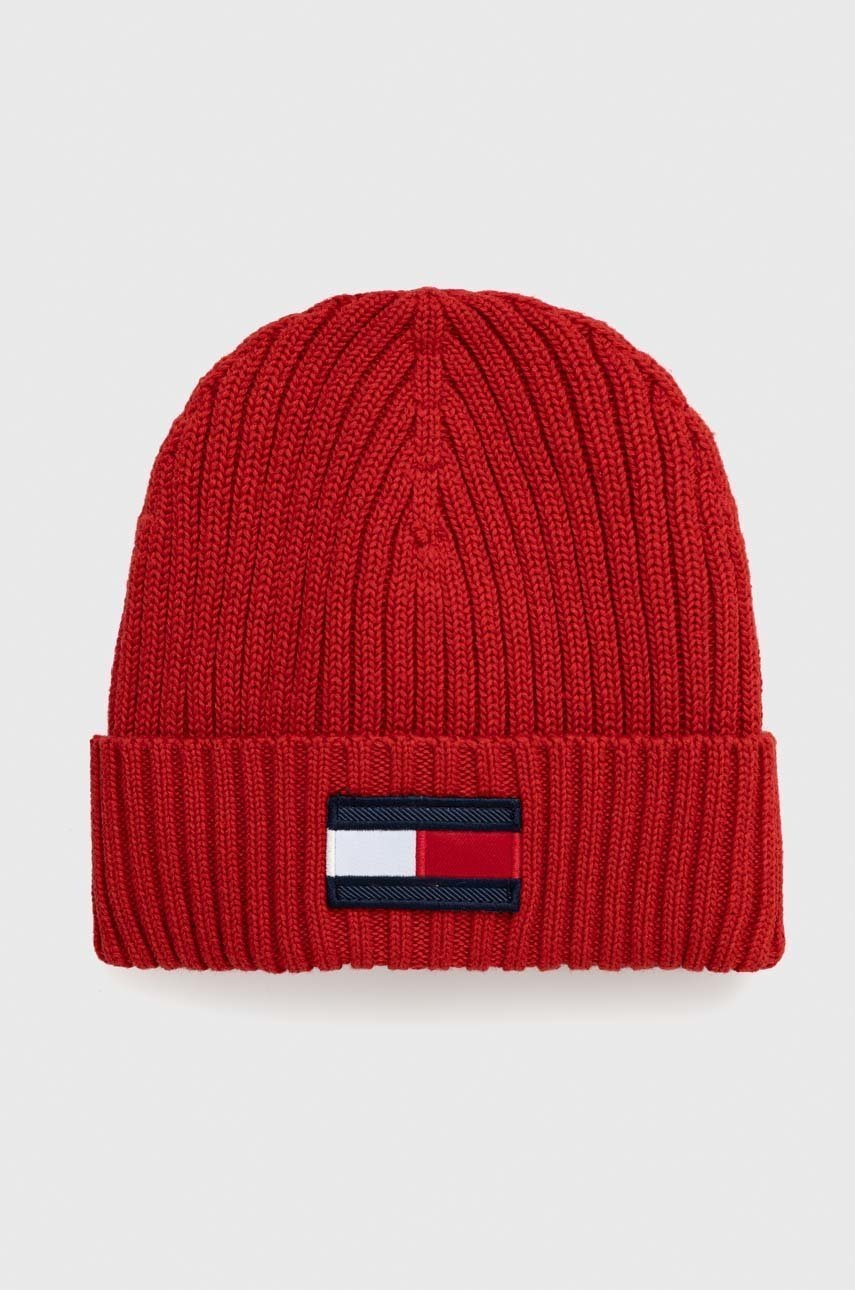 

Дитяча шапка Tommy Hilfiger колір бордовий з товстого трикотажу