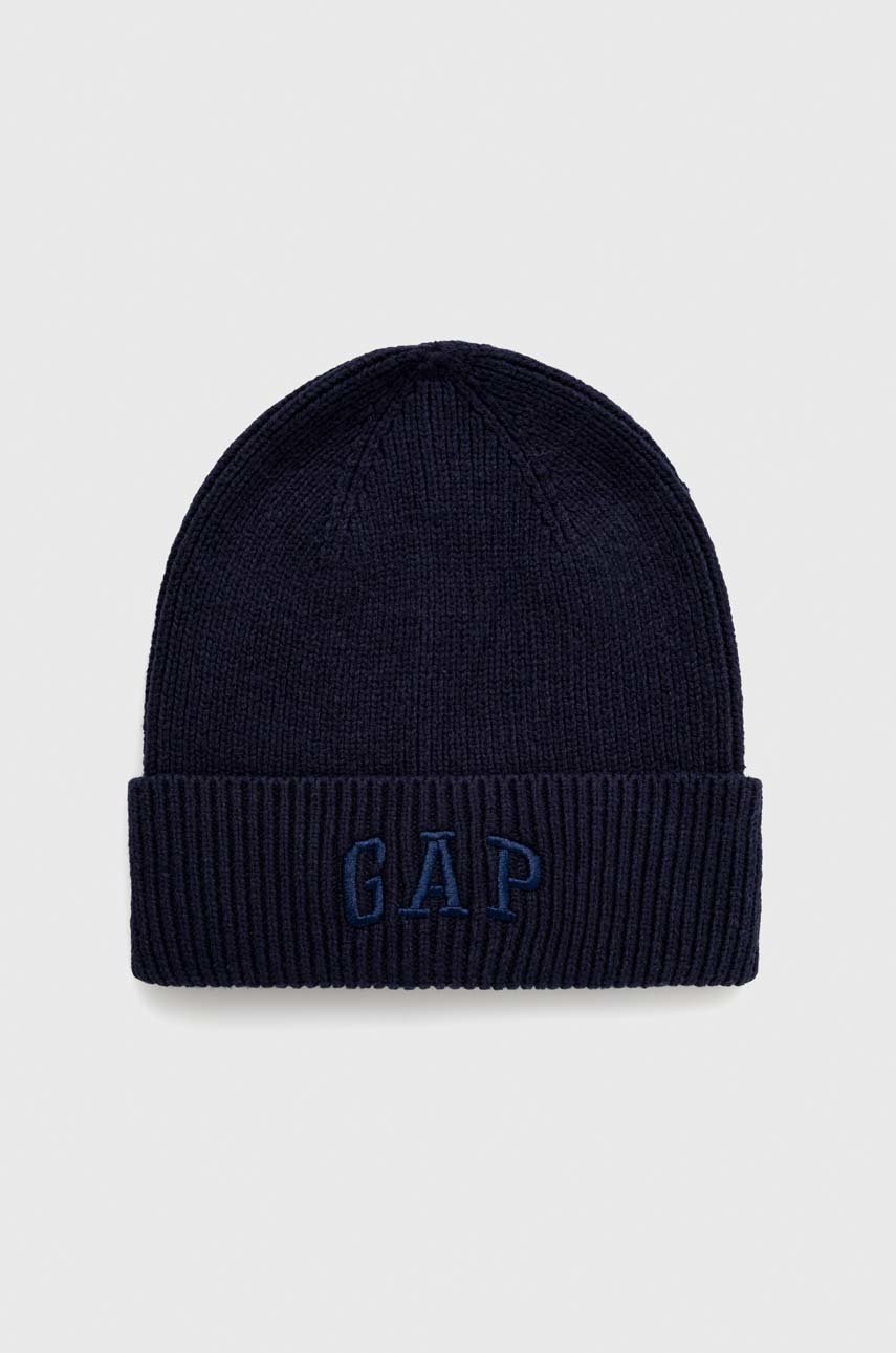 

Детска шапка GAP в тъмносиньо от плътен трикотаж, Тъмносин