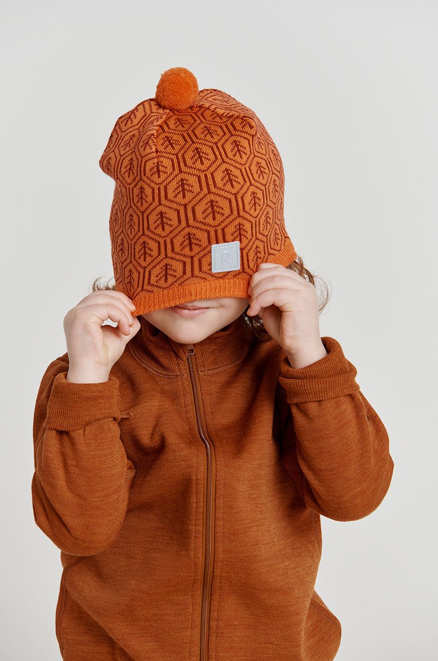 Dětska čepice Reima oranžová barva, vlněná - oranžová -  100% Merino vlna
