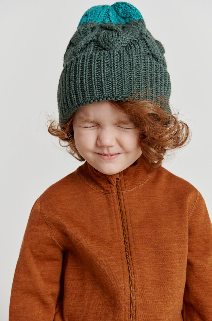 E-shop Dětska čepice Reima zelená barva, z husté pleteniny, vlněná