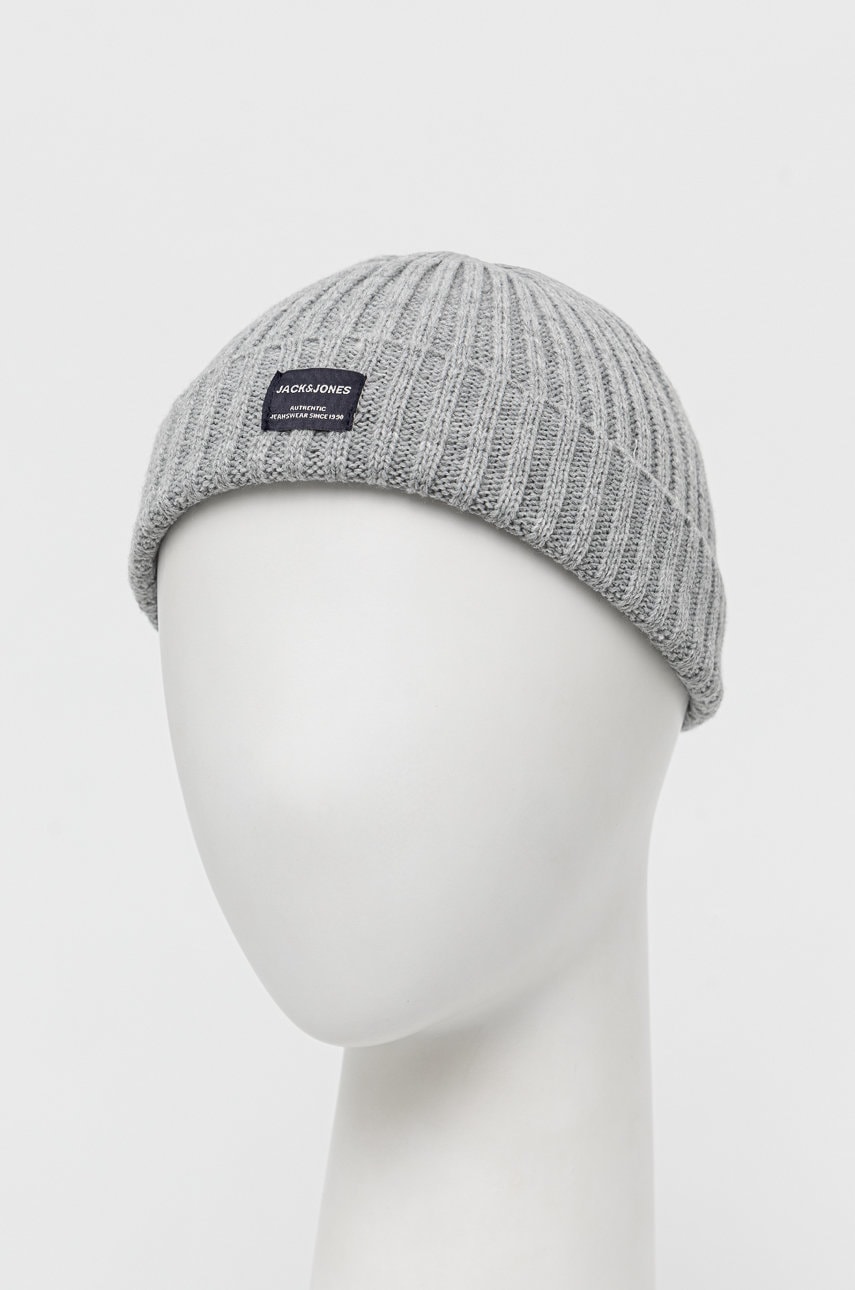 Jack & jones caciula culoarea gri, din tesatura neteda