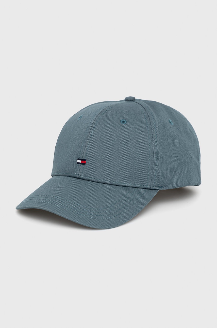 

Памучна шапка Tommy Hilfiger с изчистен дизайн, Син