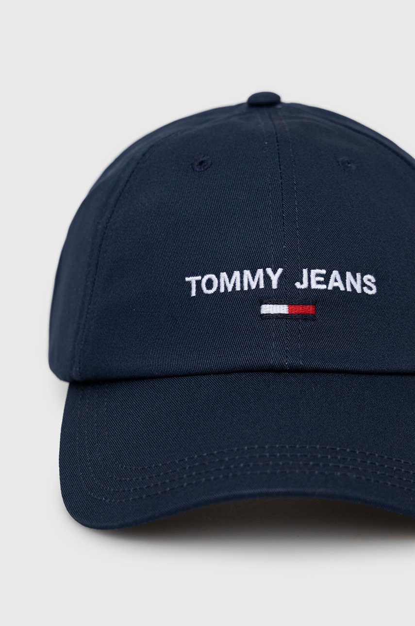 

Бавовняна кепка Tommy Jeans колір синій з аплікацією