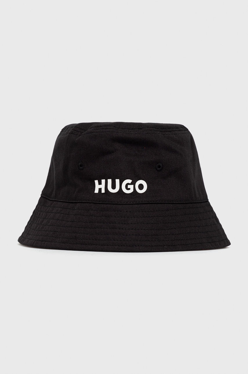

Памучна капела с две лица HUGO в черно от памук, Черен