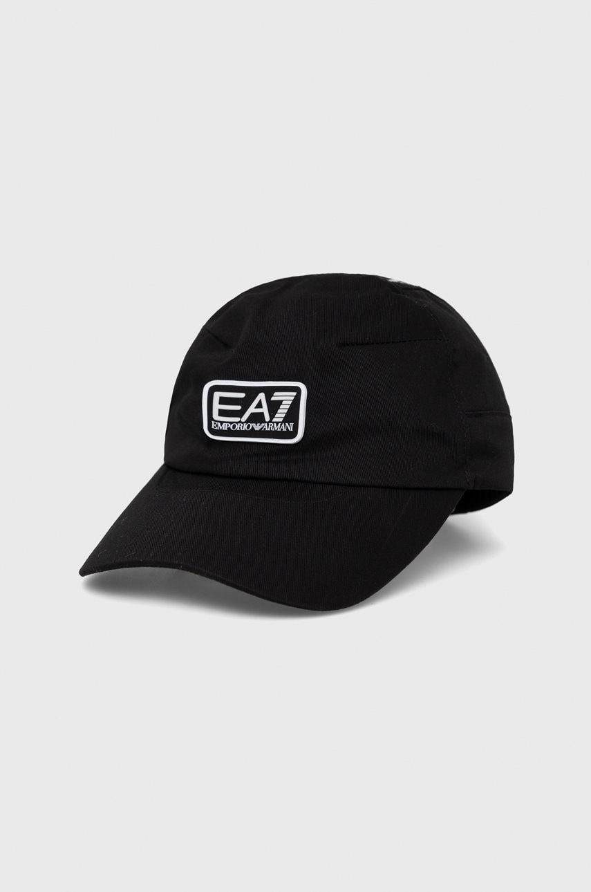 EA7 Emporio Armani șapcă de baseball din bumbac culoarea negru, cu imprimeu