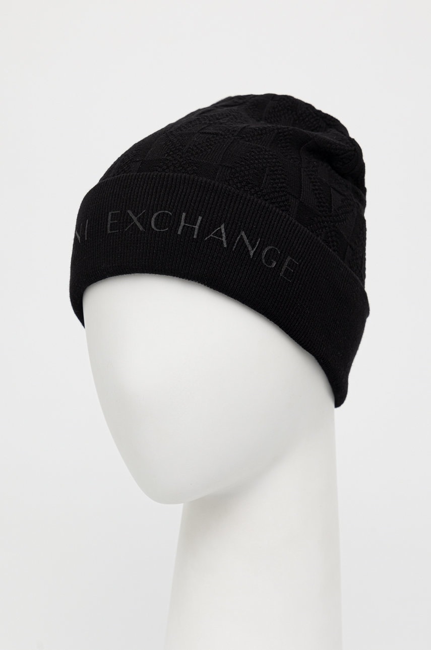

Бавовняна шапка Armani Exchange колір чорний з тонкого трикотажу з бавовни