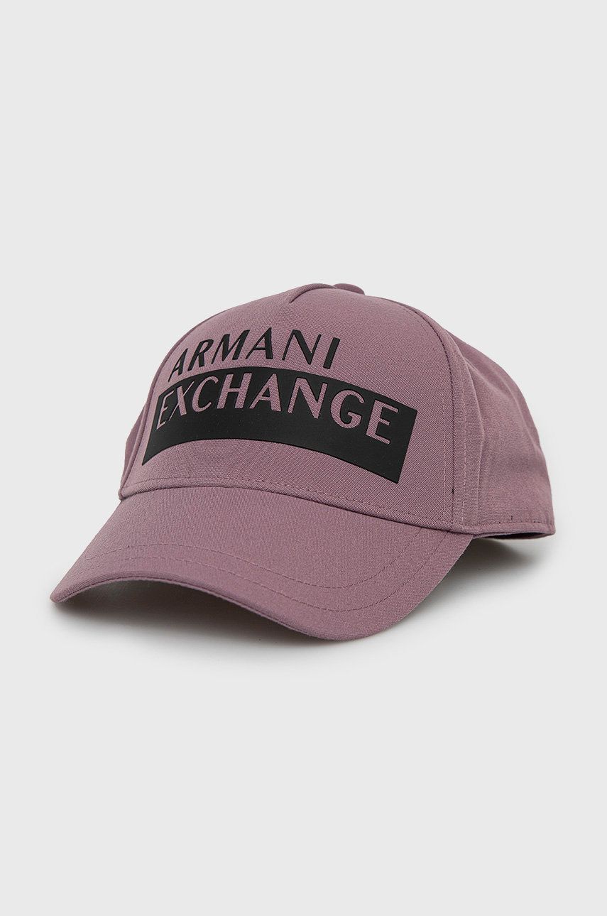Kšiltovka Armani Exchange fialová barva, hladká - fialová -  Hlavní materiál: 100% Polyester