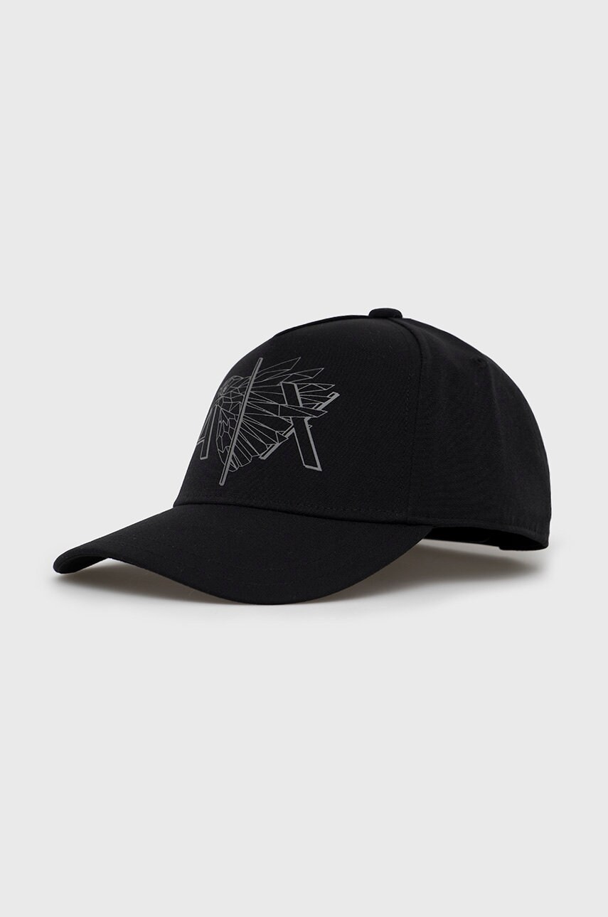 Armani Exchange sapca culoarea negru, cu imprimeu