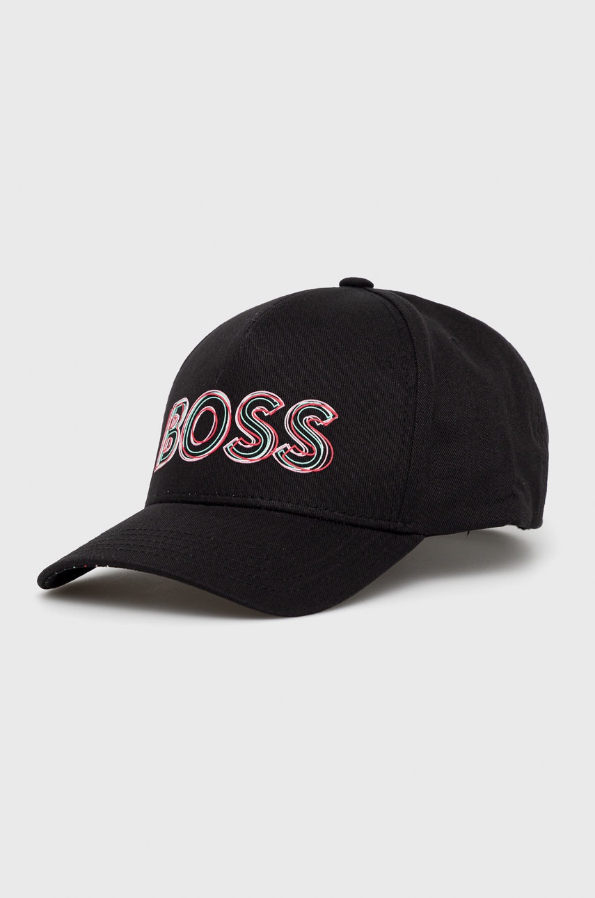 BOSS Sapca Din Bumbac Boss Athleisure Culoarea Negru, Cu Imprimeu