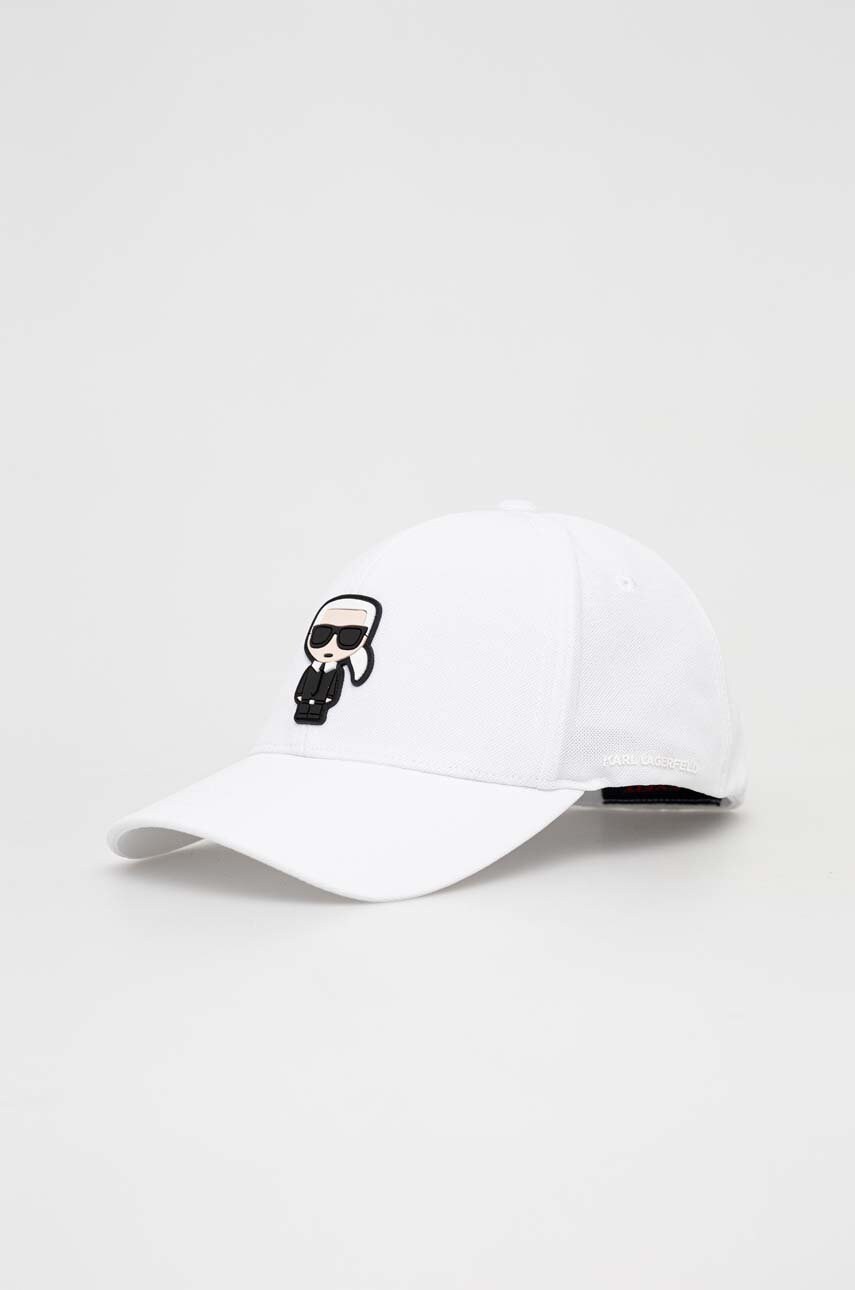 Karl Lagerfeld sapca culoarea alb, cu imprimeu