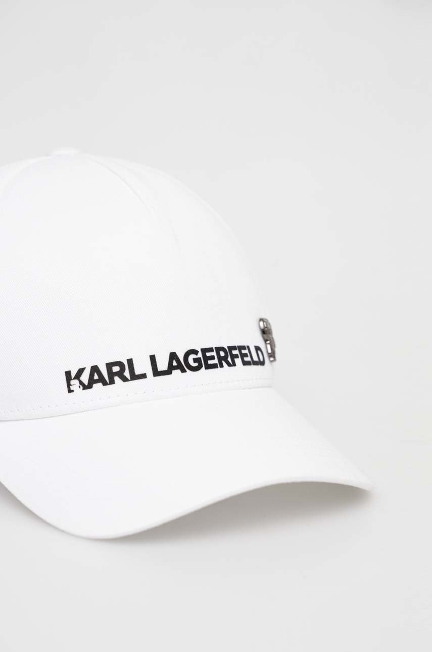 

Кепка Karl Lagerfeld колір білий з принтом