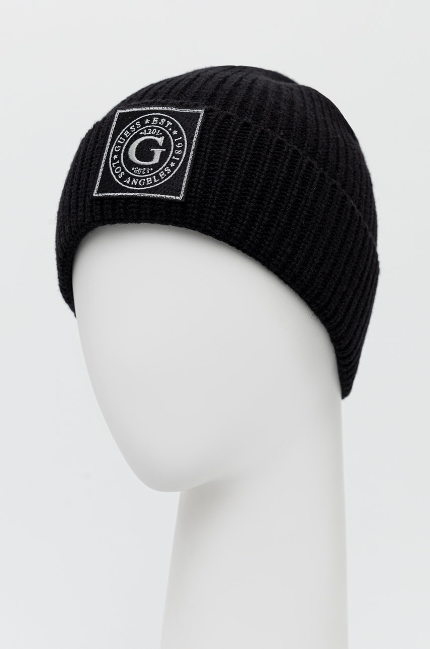 

Вовняна шапка Guess колір чорний вовна