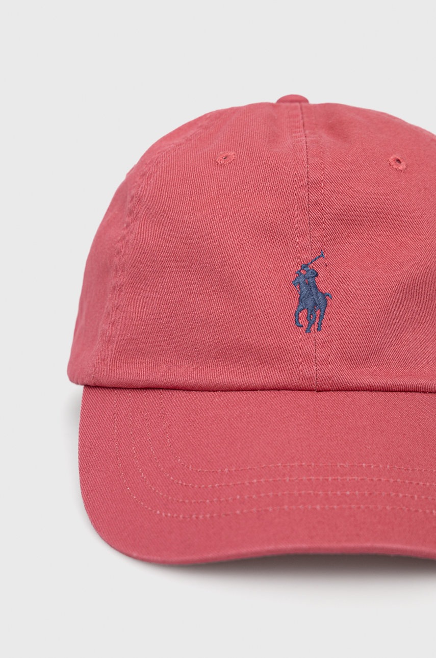 

Бавовняна кепка Polo Ralph Lauren колір рожевий однотонна
