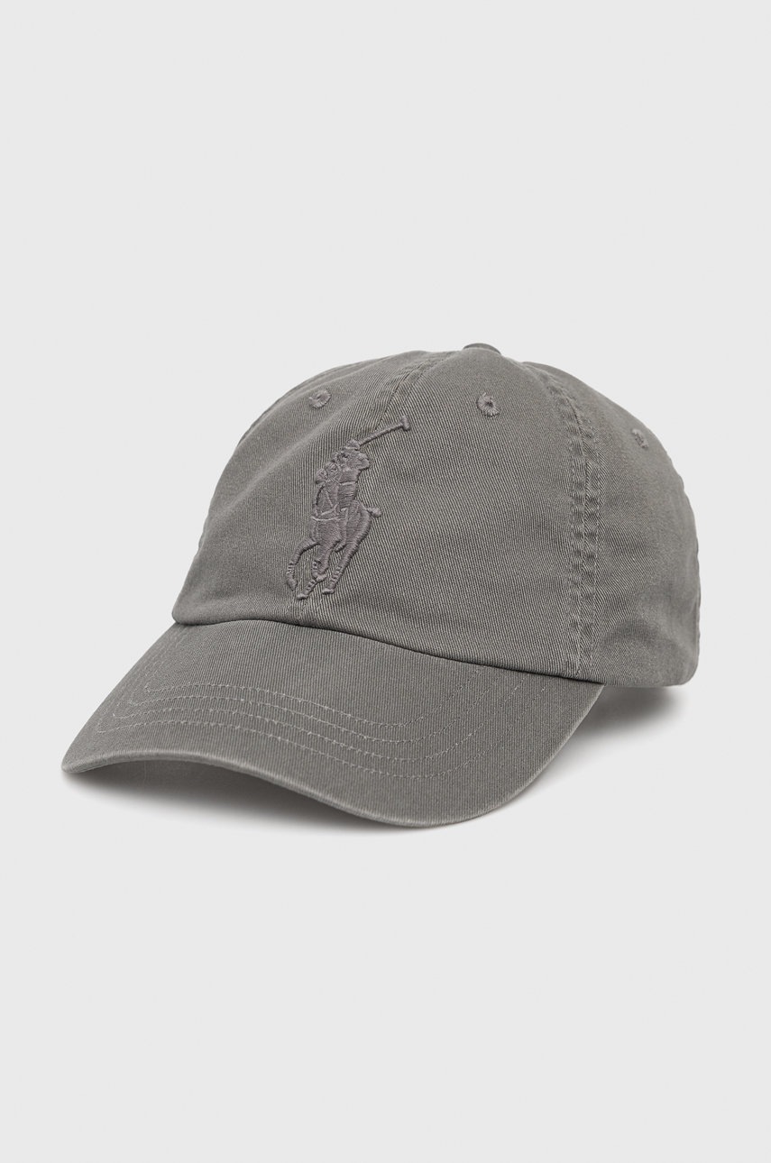 

Хлопковая кепка Polo Ralph Lauren цвет серый с аппликацией