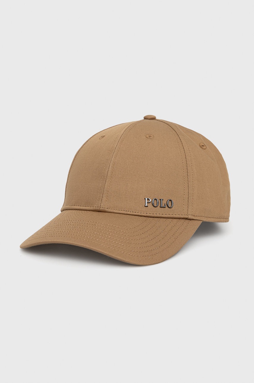 

Шапка Polo Ralph Lauren в кафяво с изчистен дизайн, Кафяв