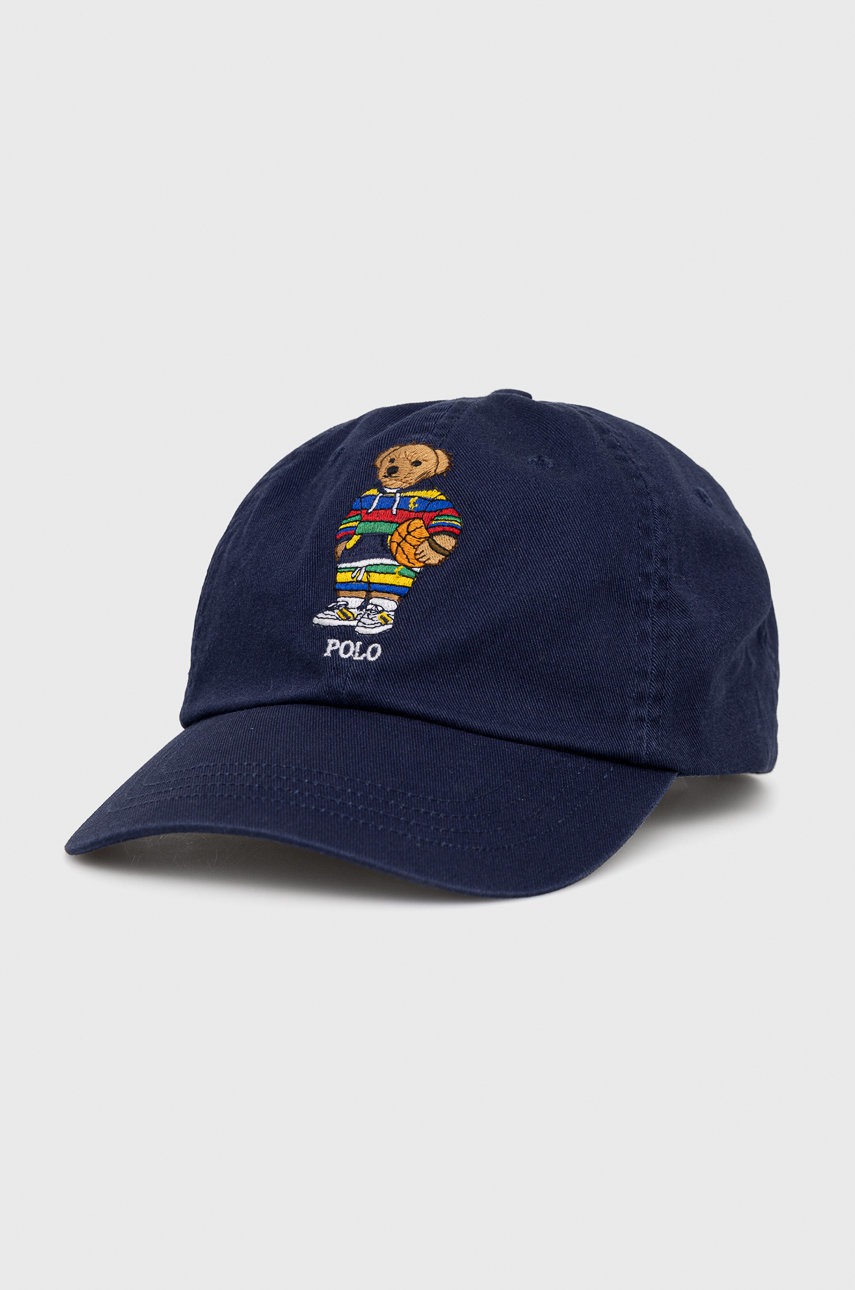 

Памучна шапка Polo Ralph Lauren в тъмносиньо с апликация, Тъмносин