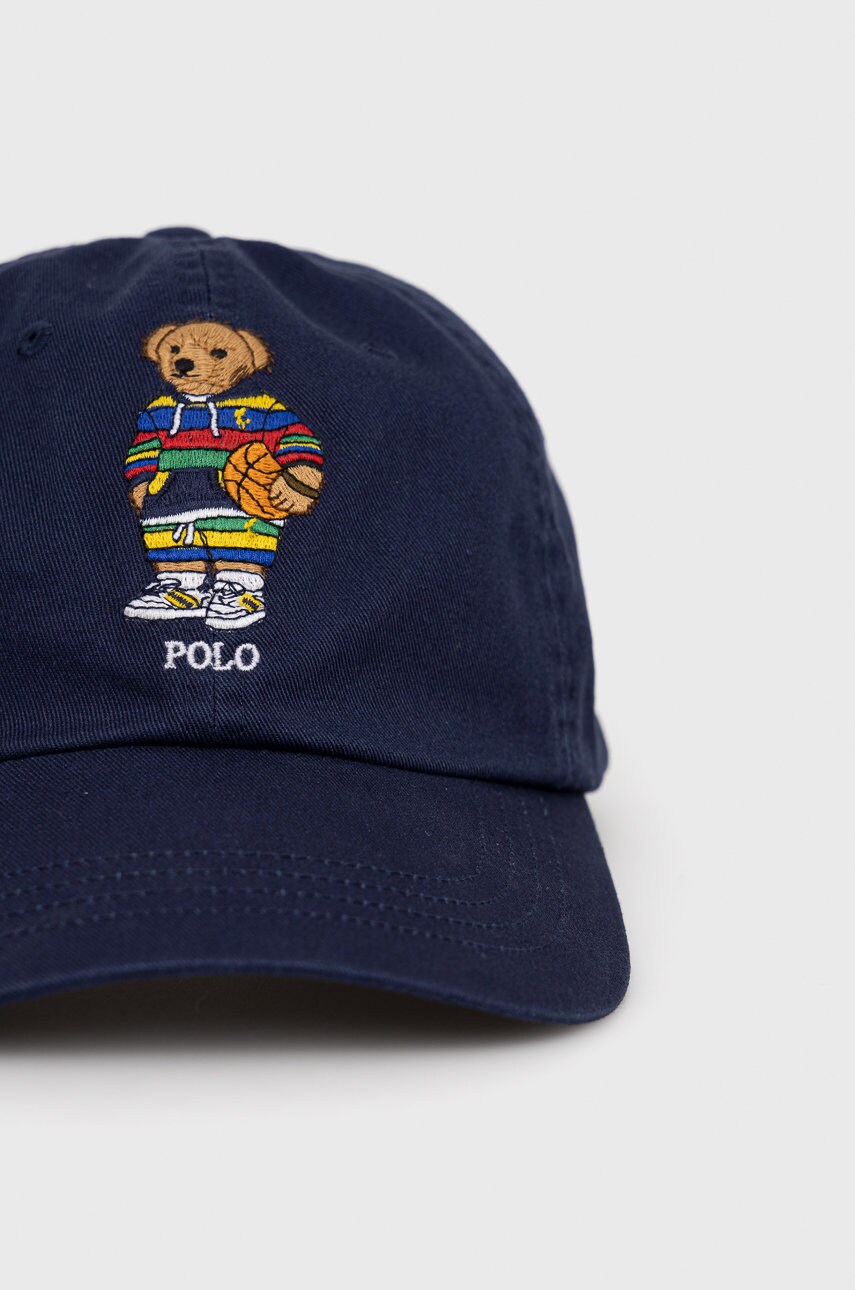 

Бавовняна кепка Polo Ralph Lauren колір синій з аплікацією