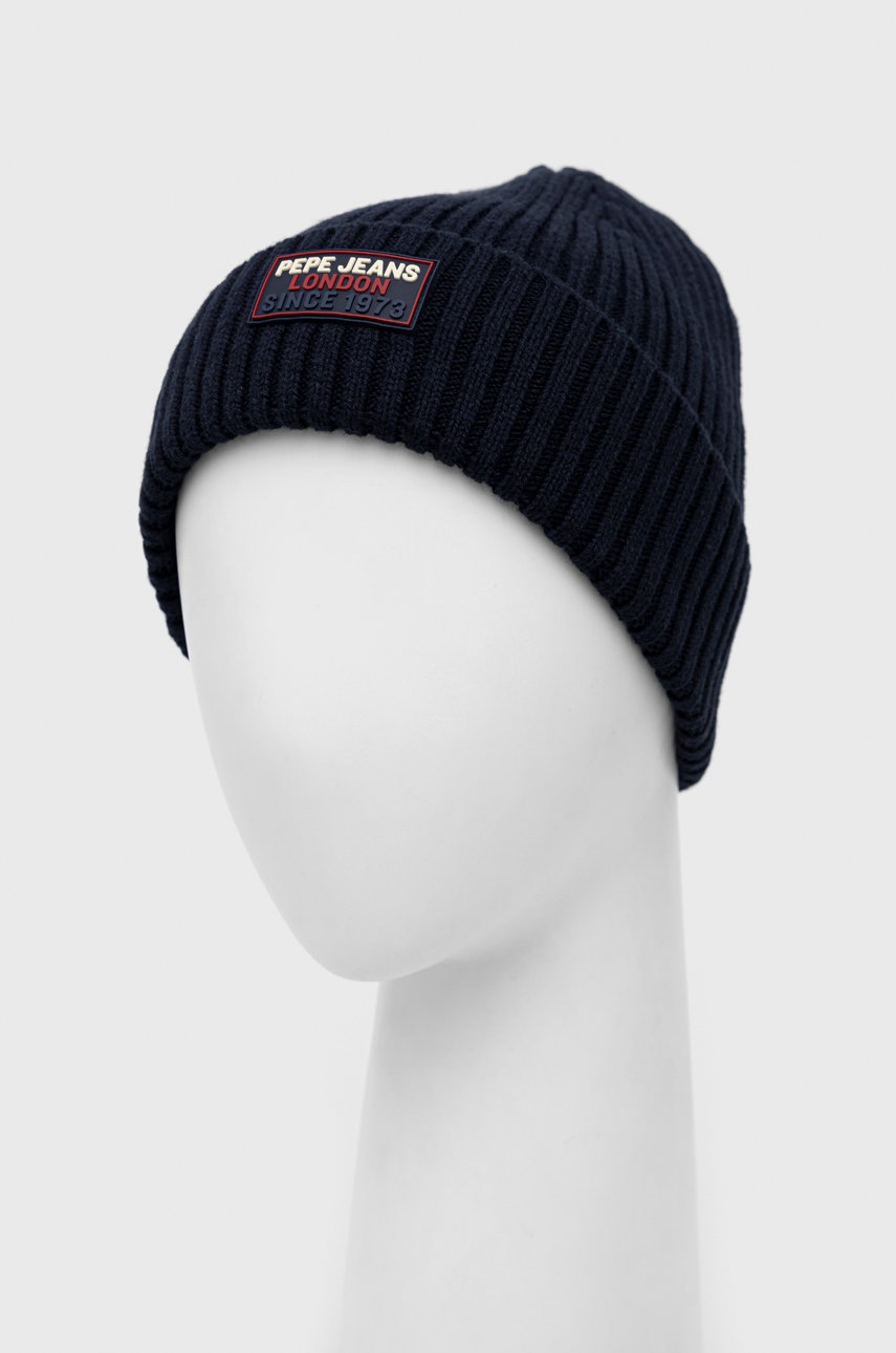 

Шапка с вълна Pepe Jeans в тъмносиньо, Тъмносин