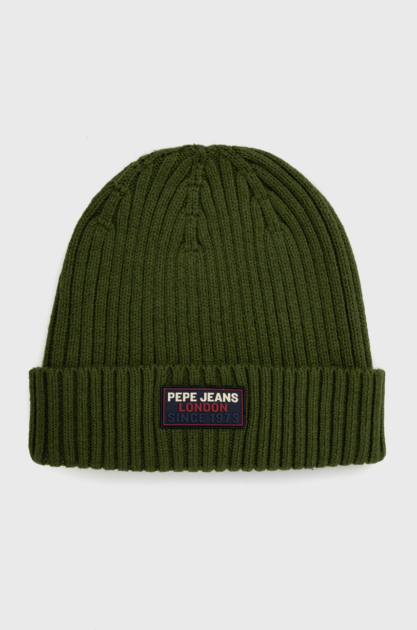 

Шапка с примесью шерсти Pepe Jeans цвет зелёный