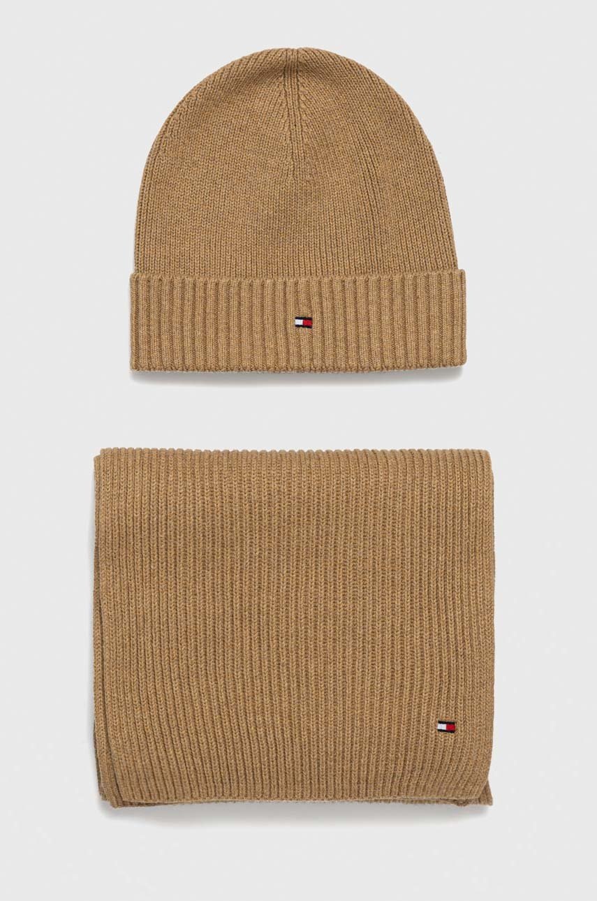 

Шапка и шал с кашмир Tommy Hilfiger в кафяво, Кафяв