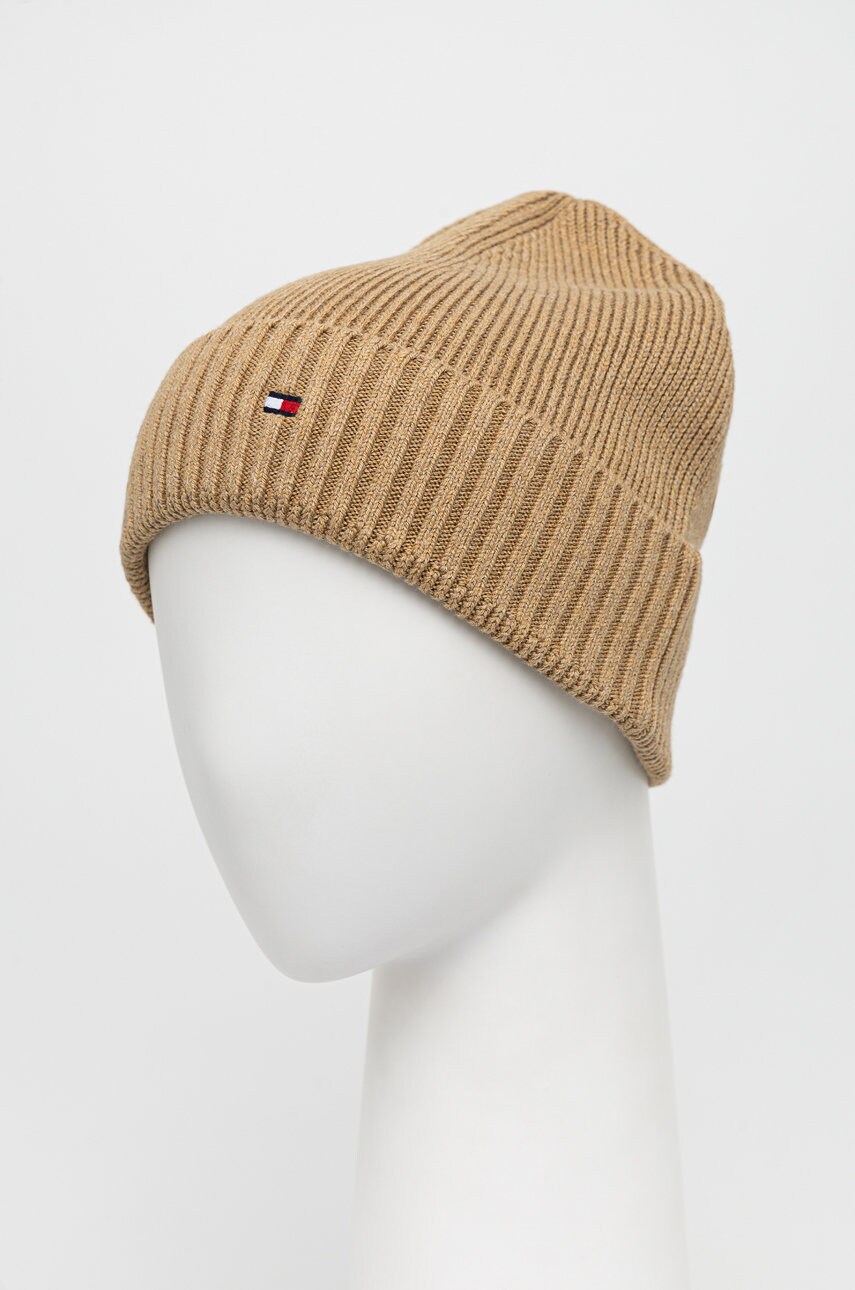 

Шапка Tommy Hilfiger цвет бежевый из тонкого трикотажа