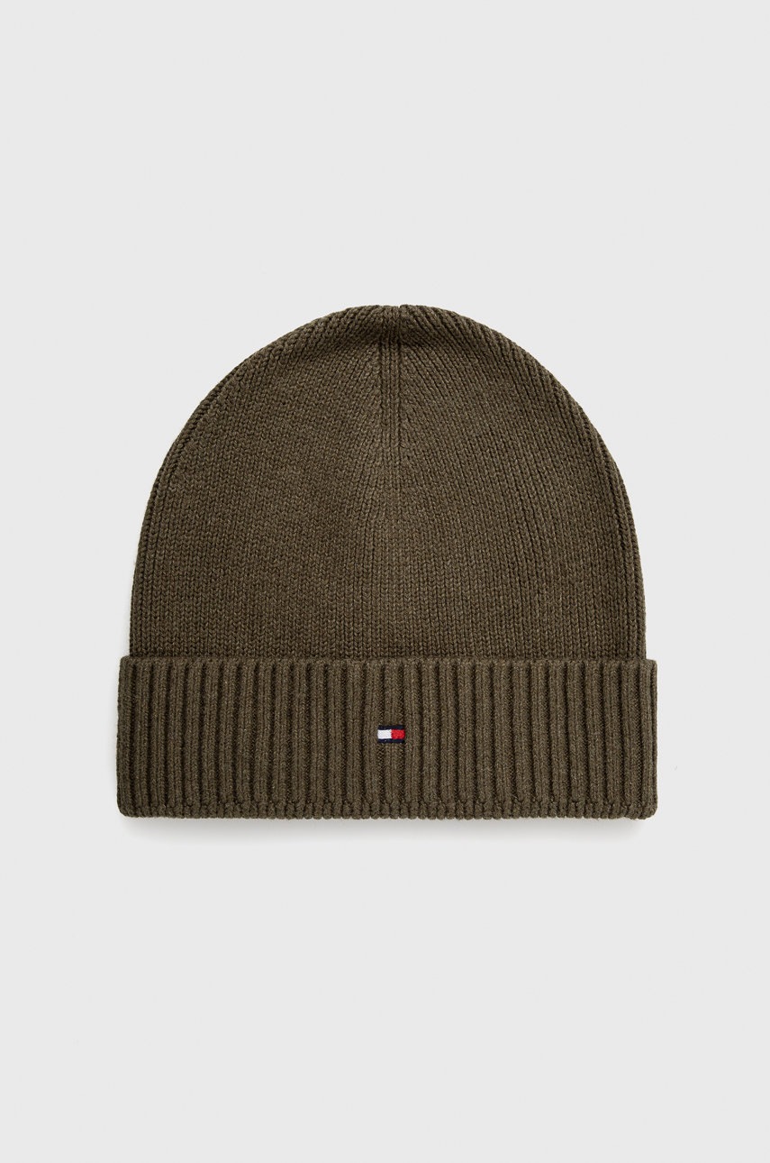 

Шапка Tommy Hilfiger в зелено с фина плетка, Зелен