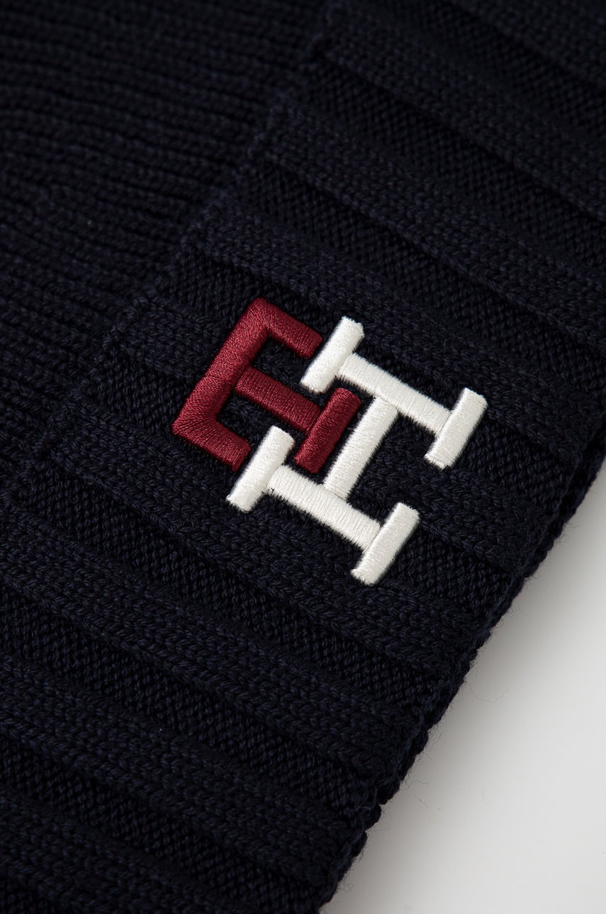 

Вовняна шапка Tommy Hilfiger колір синій з тонкого трикотажу вовна