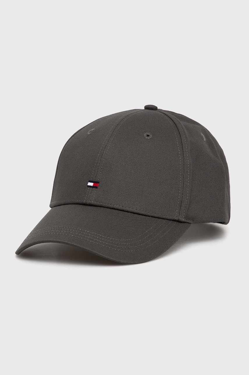 

Шапка Tommy Hilfiger в сиво с изчистен дизайн, Сив