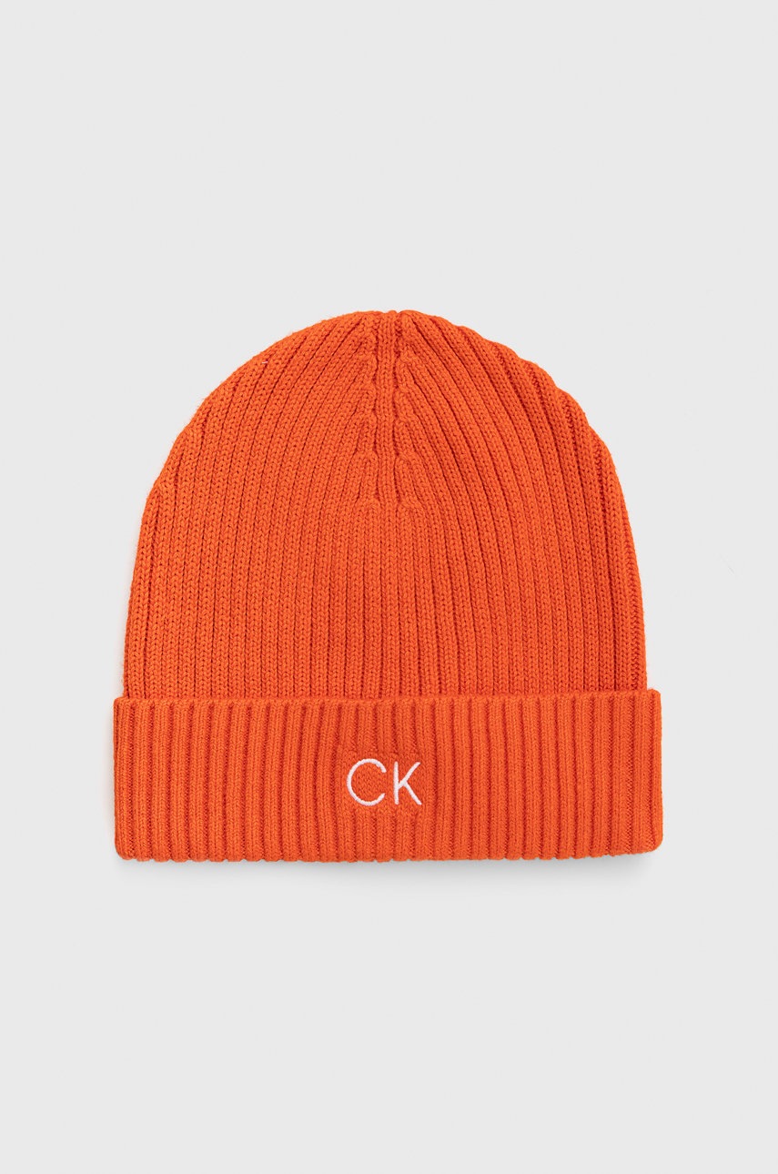 

Шапка с кашмир Calvin Klein в оранжево, Оранжев