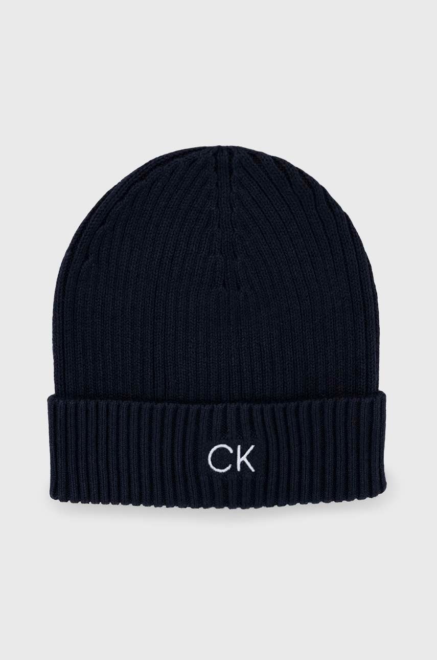 

Шапка с кашмир Calvin Klein в тъмносиньо, Тъмносин