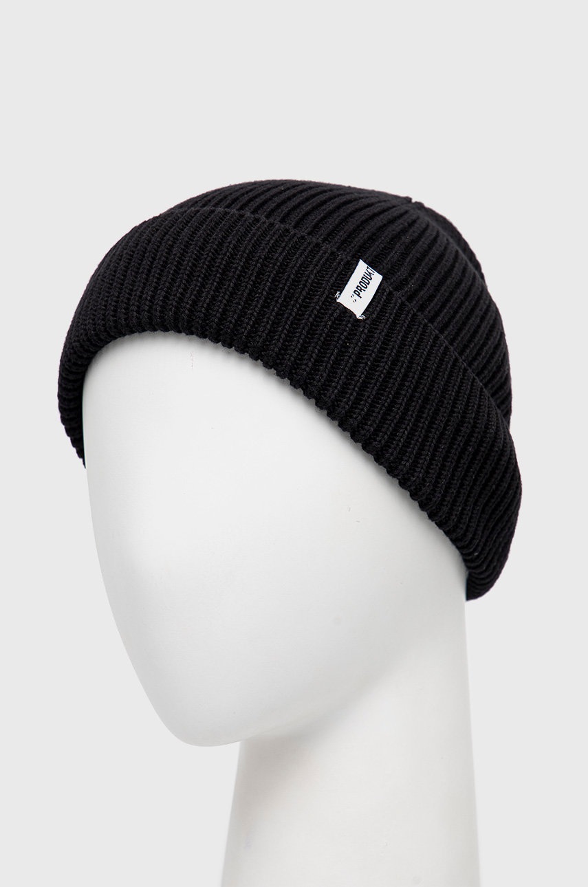 

Бавовняна шапка Produkt by Jack & Jones колір чорний з товстого трикотажу з бавовни