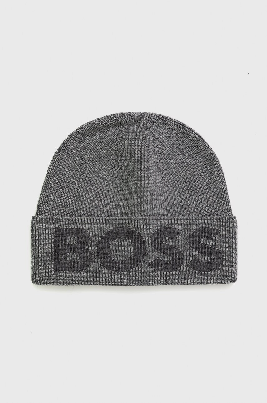 Boss caciula din amestec de lana culoarea gri,