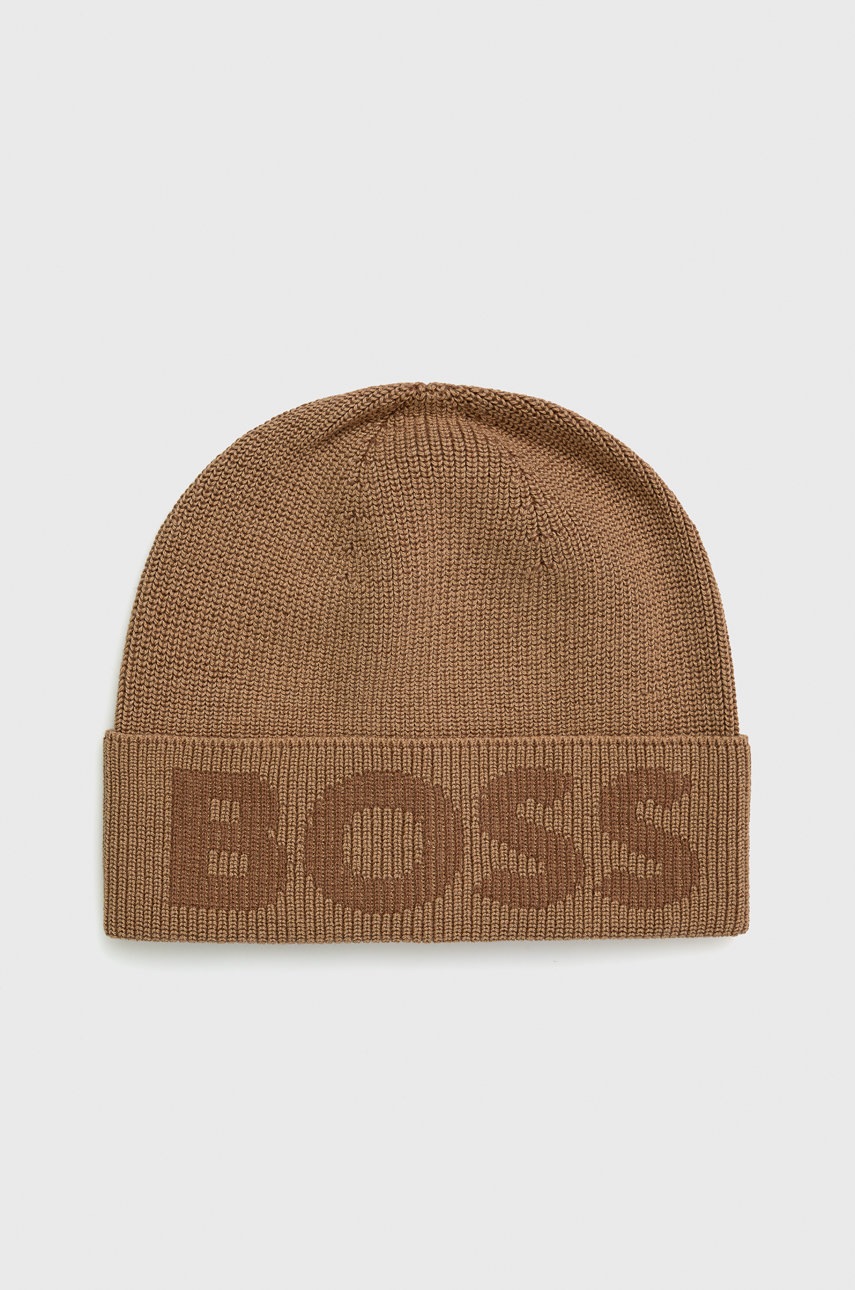 Boss caciula din amestec de lana culoarea bej,