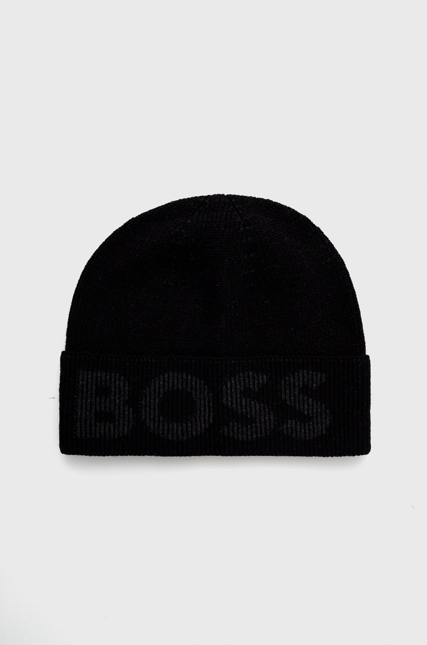 Boss caciula din amestec de lana culoarea negru,