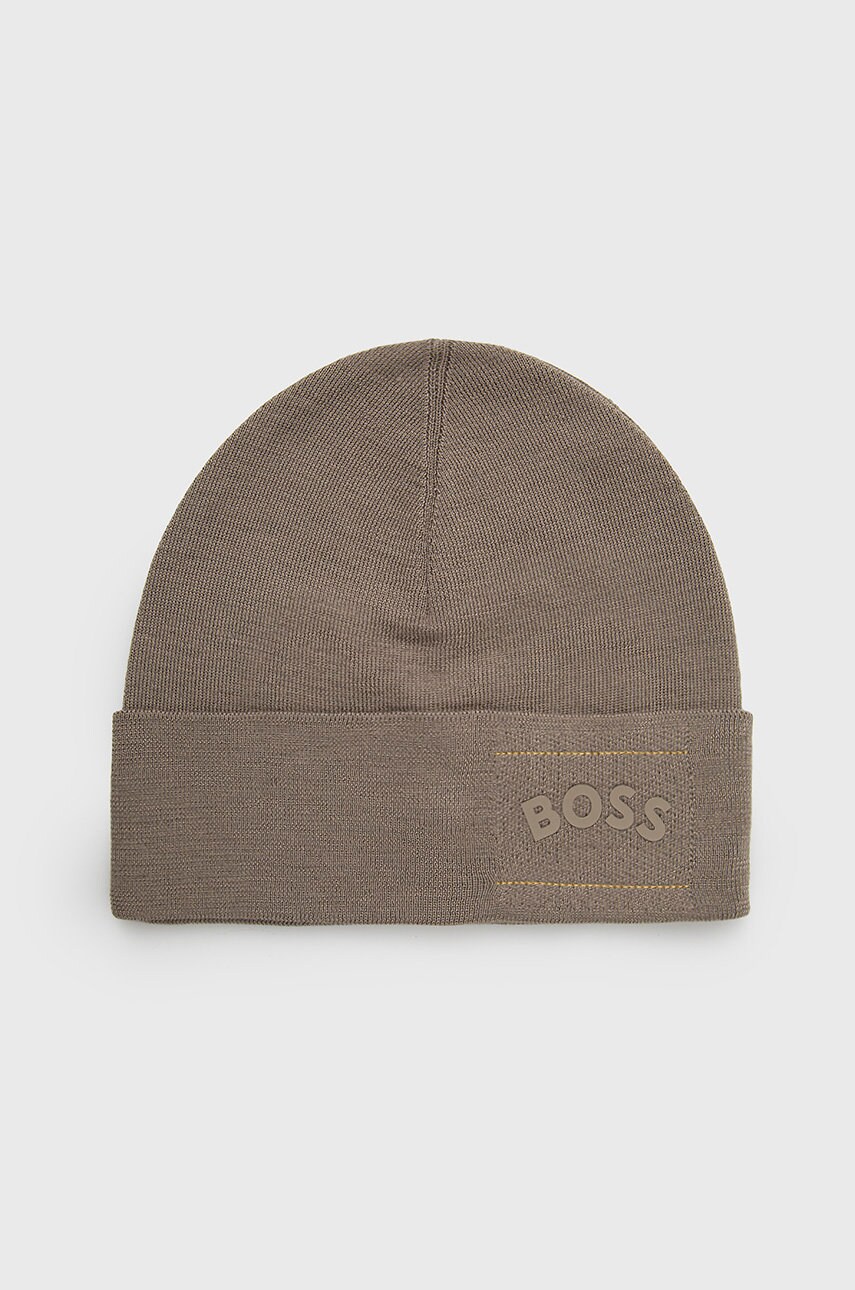 Boss caciula de lana boss athleisure culoarea bej, de lana, din tesatura neteda