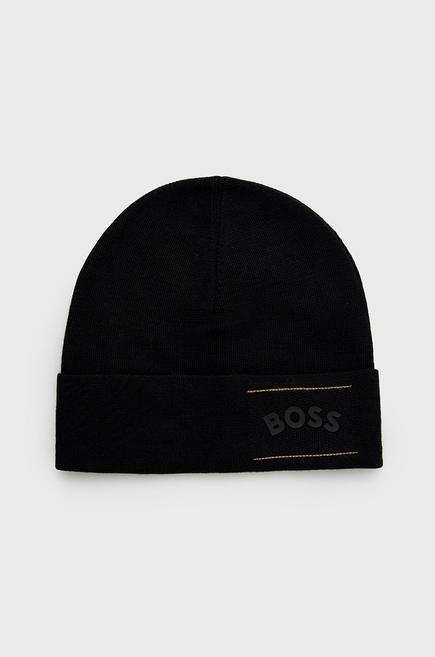Boss caciula de lana boss athleisure culoarea negru, de lana, din tesatura neteda
