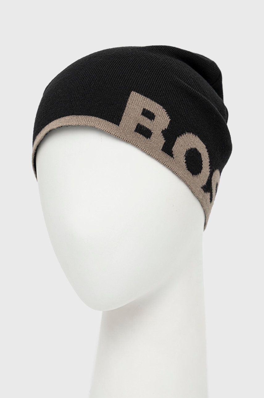 

Вовняна шапка BOSS Boss Athleisure колір чорний з тонкого трикотажу вовна