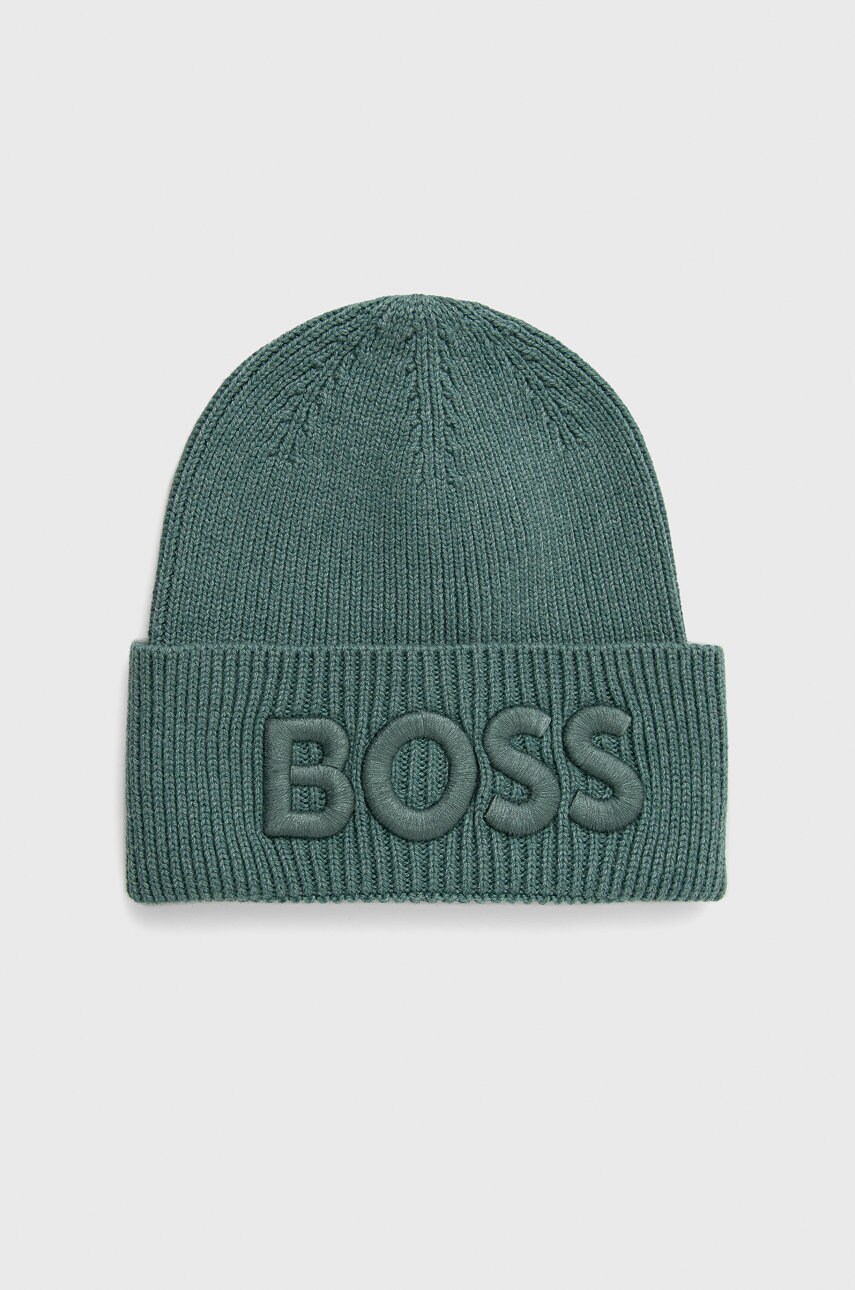 Boss caciula din amestec de lana boss casual culoarea verde, din tricot gros