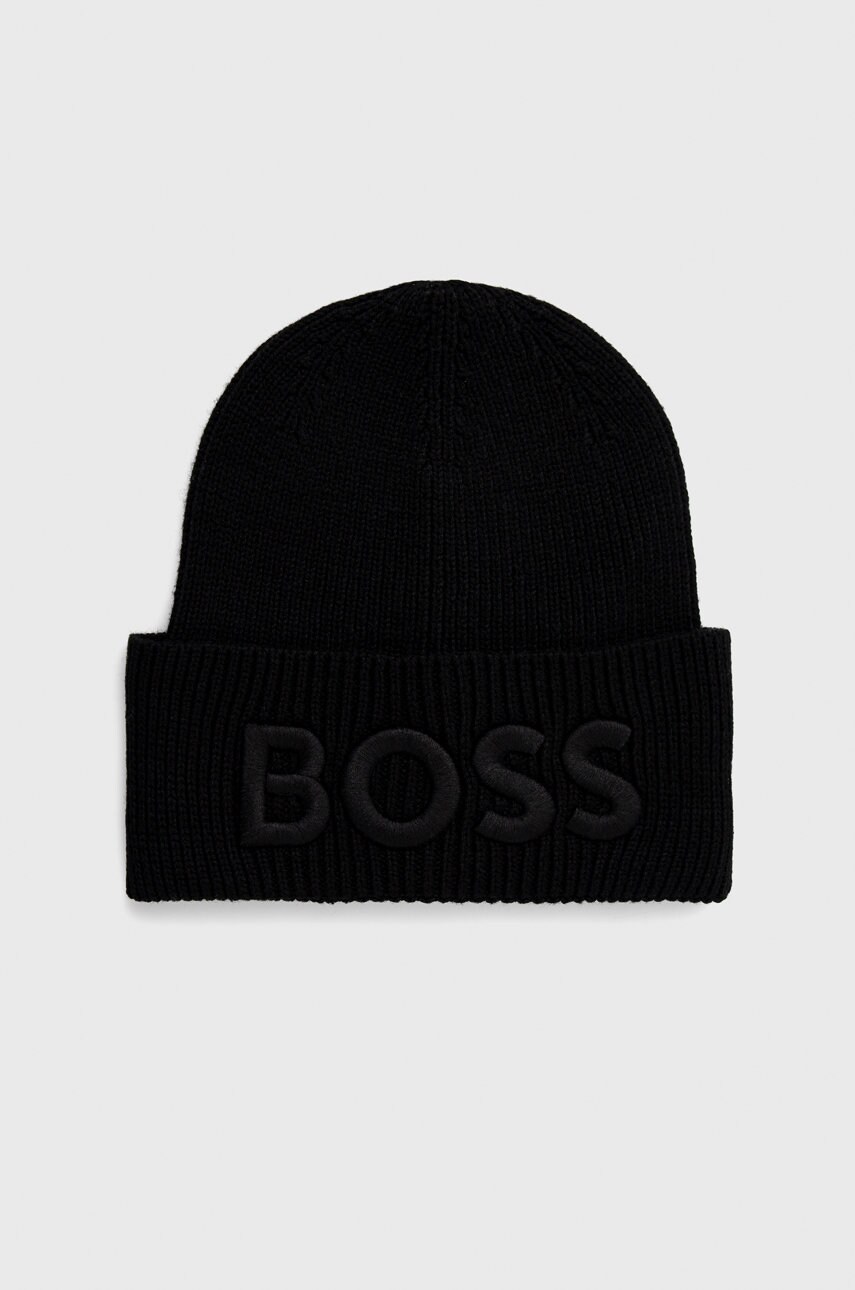 Boss caciula din amestec de lana boss casual culoarea negru, din tricot gros