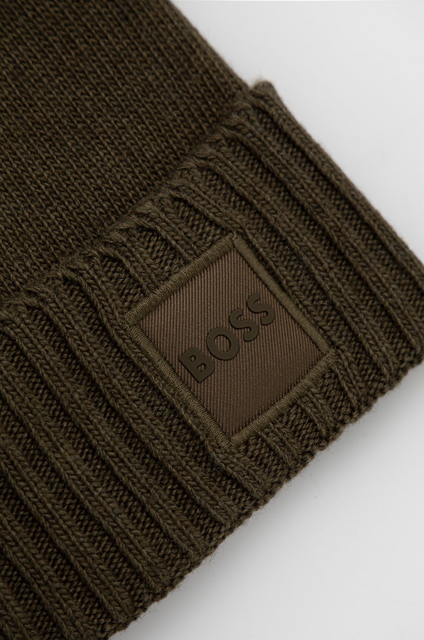 

Шапка с примесью шерсти BOSS Boss Casual цвет зелёный из тонкого трикотажа