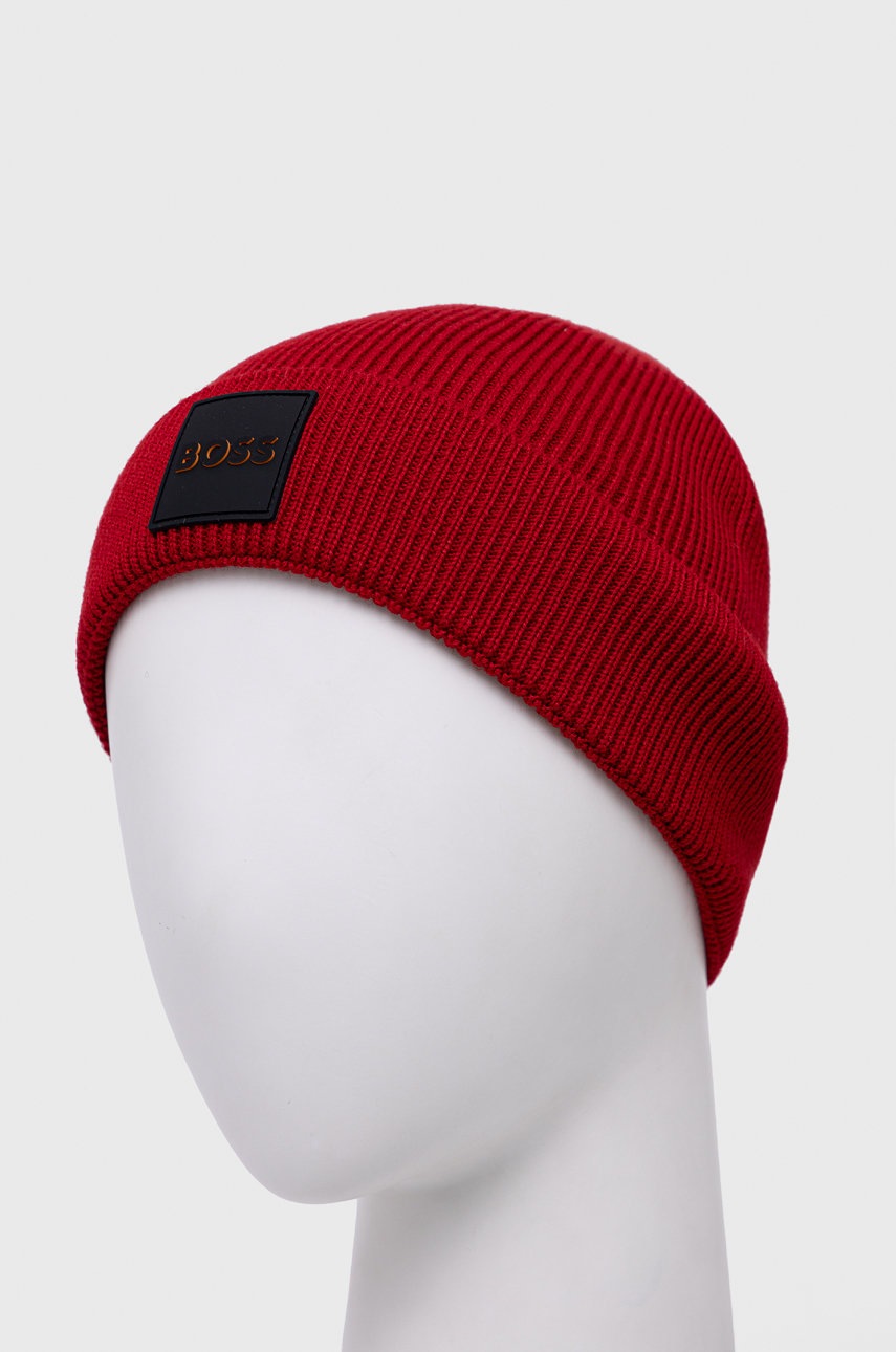 

Шерстяная шапка BOSS Boss Casual цвет красный шерсть
