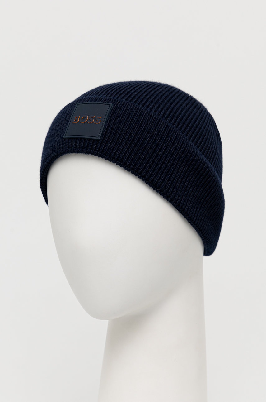 

Шерстяная шапка BOSS Boss Casual цвет синий шерсть