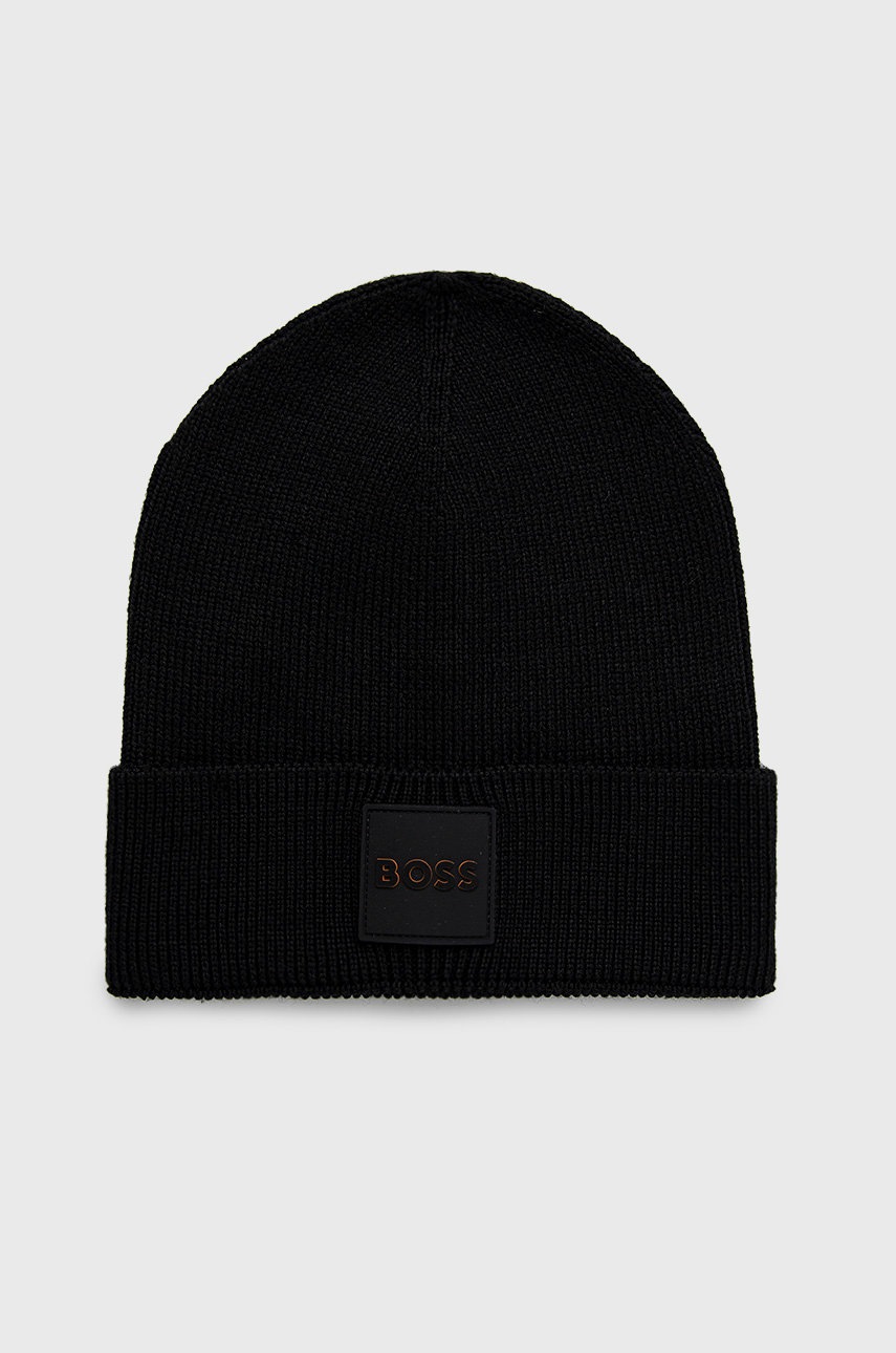 

Вълнена шапка BOSS Boss Casual в черно от вълна, Черен