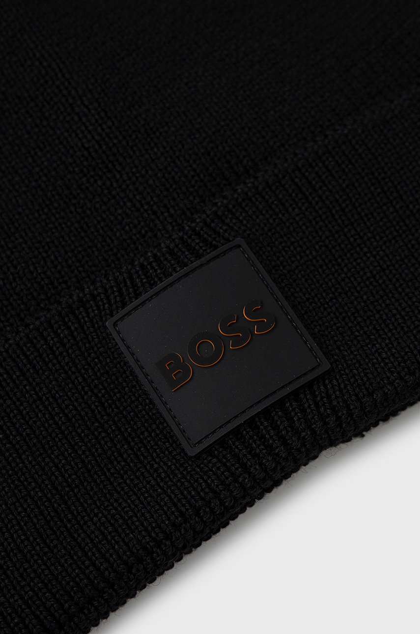 

Вовняна шапка BOSS Boss Casual колір чорний вовна