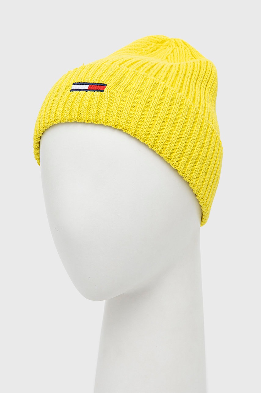 

Шапка Tommy Jeans колір жовтий з тонкого трикотажу