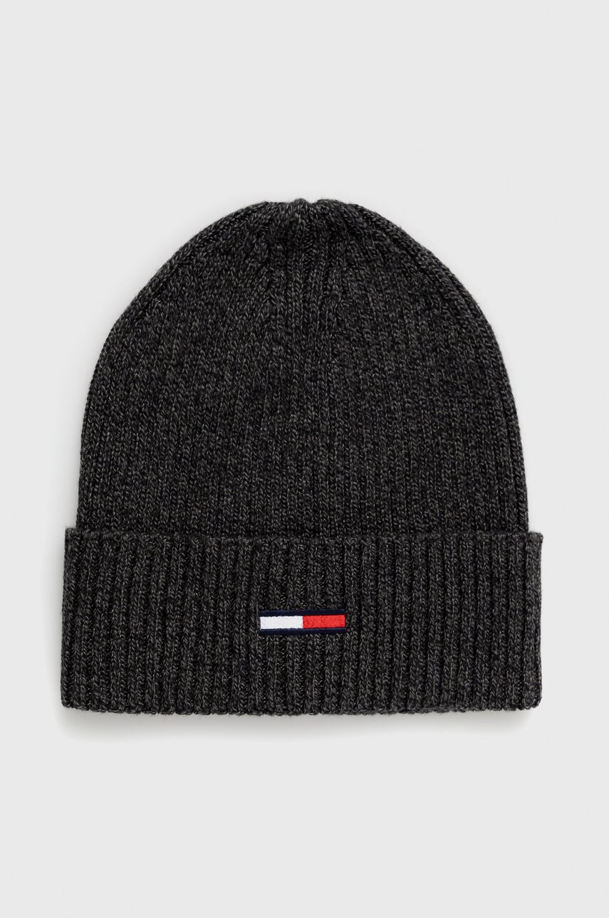 Tommy jeans caciula culoarea gri, din tesatura neteda