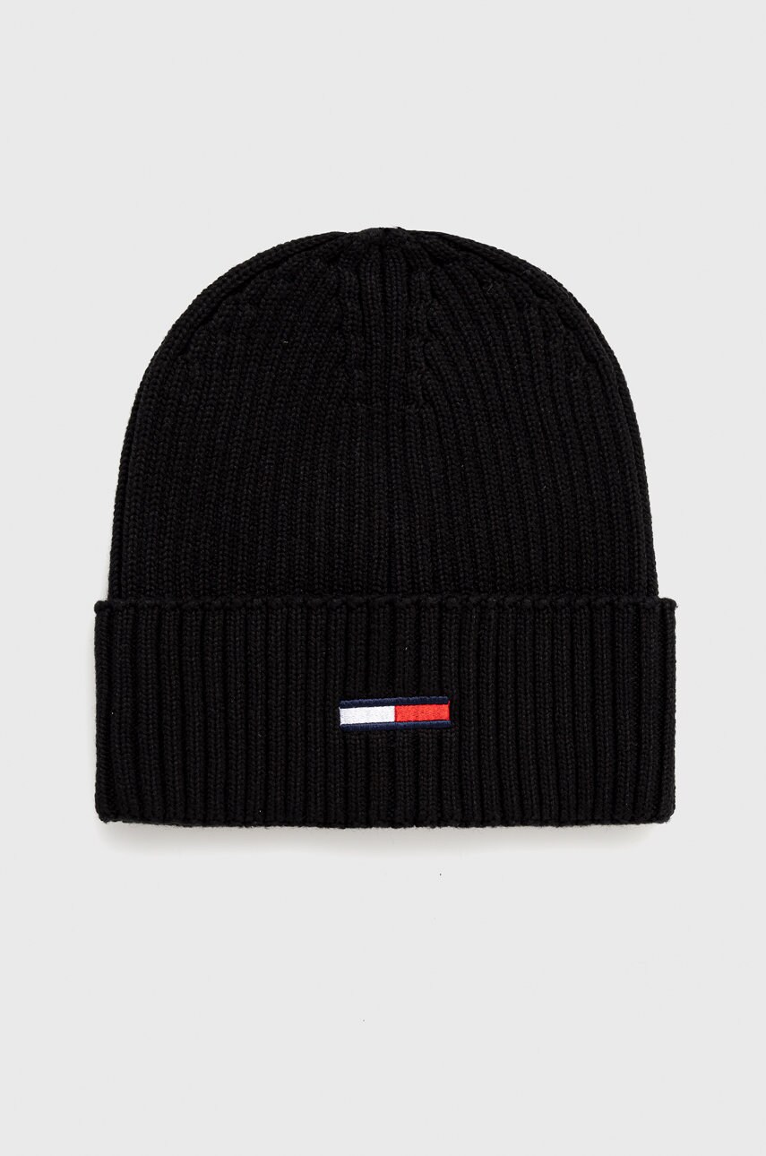 Tommy jeans caciula culoarea negru, din tesatura neteda